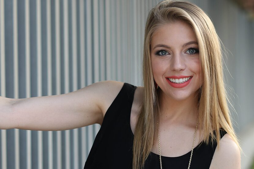  Jordan Reinken poses for a portrait at Klyde Warren Park in Dallas on March 26, 2016....