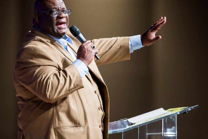 Dr. Dwight McKissic, senior pastor of Cornerstone Church in Arlington, speaks during a...