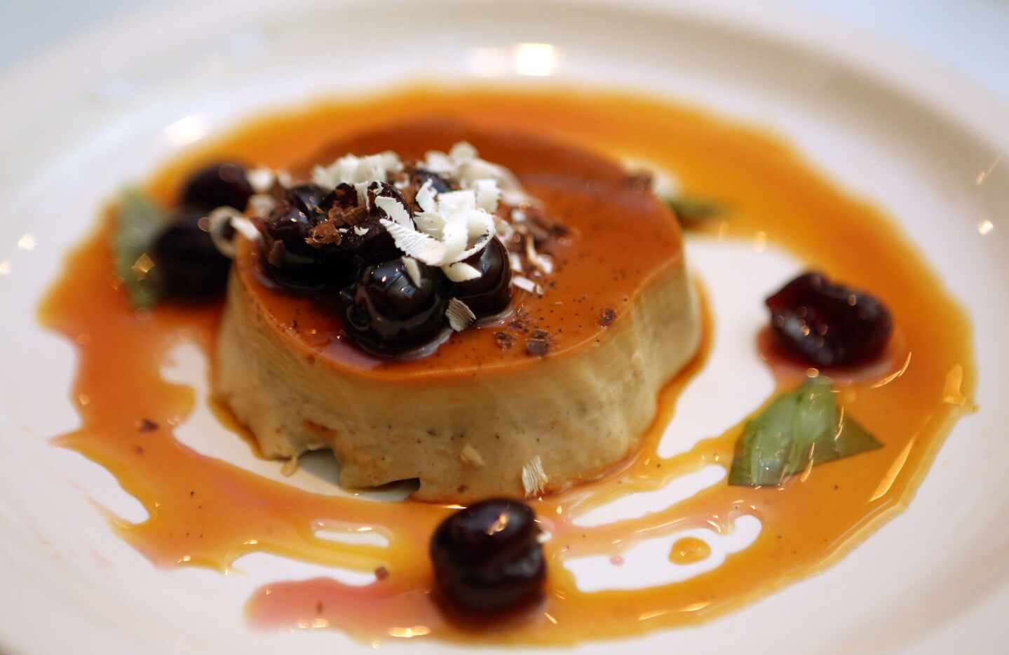 Mocha creme caramel is shown at Urbano Cafe in Dallas, Texas, Wednesday, February 11, 2015.
