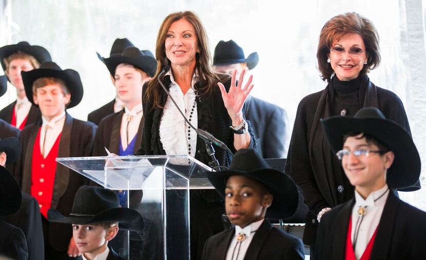 
Charlotte, center, and Gene Jones, co-chairs of the Texas Medal of the Arts Awards, speak...