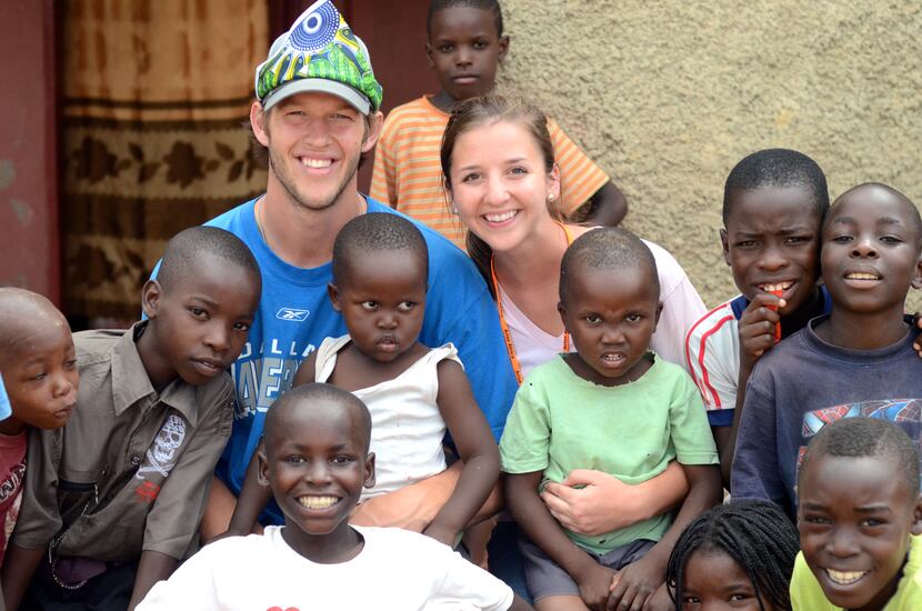 Clayton and Ellen Kershaw visit with children on their second visit to Lusaka, Zambia, in 2012.
