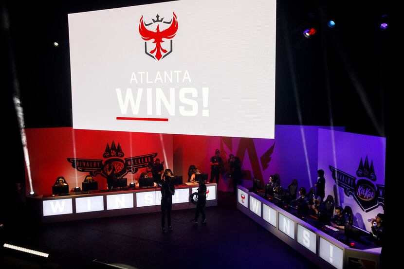 Atlanta wins during the Overwatch League match between the Dallas Fuel and Atlanta Reign on...
