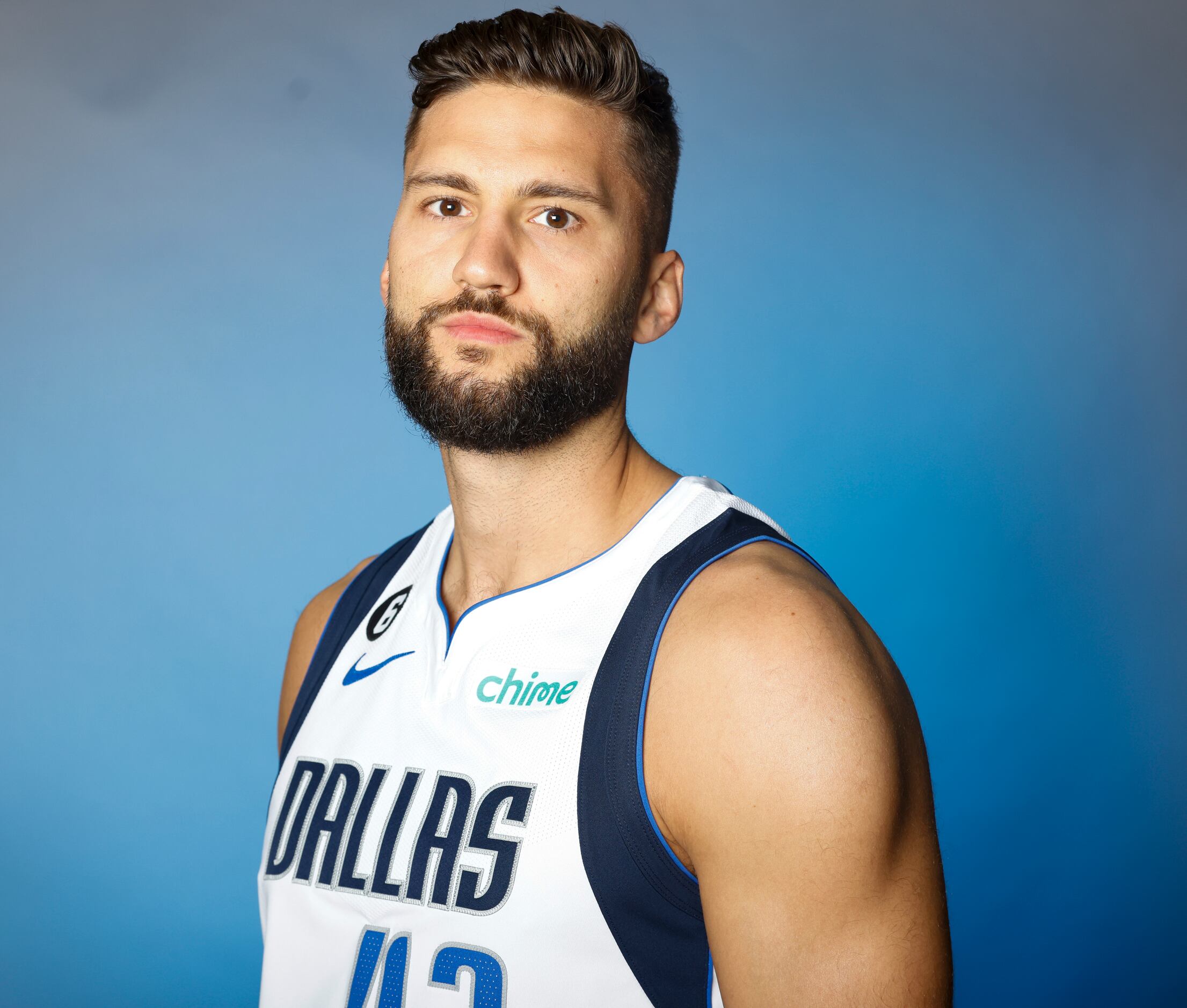 Dallas Mavericks’ Maxi Kleber is photographed during the media day at American Airlines...