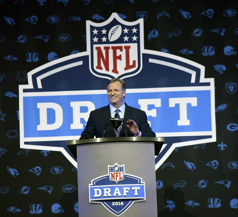 In this 2016 file photo, NFL Commissioner Roger Goodell opens the NFL football draft in...