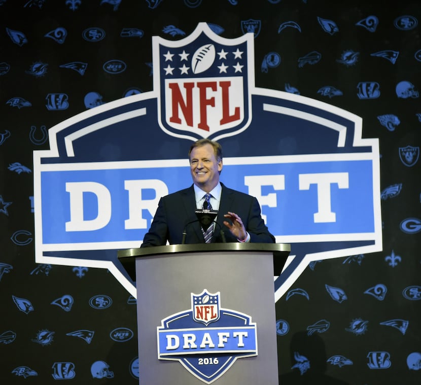In this 2016 file photo, NFL Commissioner Roger Goodell opens the NFL football draft in...