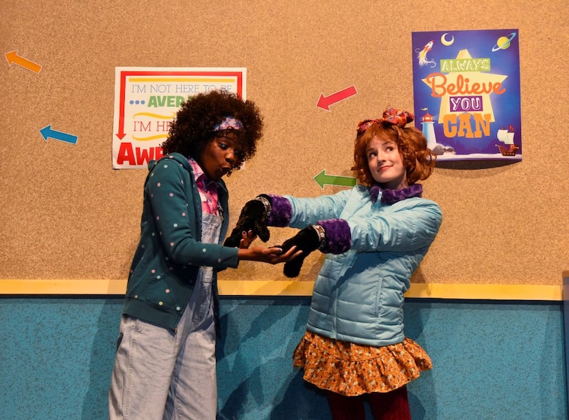 (from l-r) Jori Jackson, playing Junie B. Jones' best friend, Grace, admires Junie B.'s new...