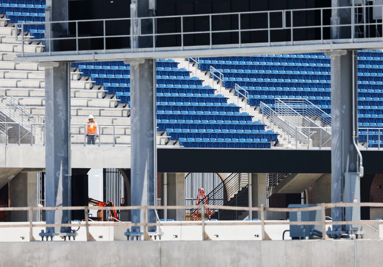 Construction continued Friday at McKinney ISD Stadium. (Vernon Bryant/Staff Photographer)