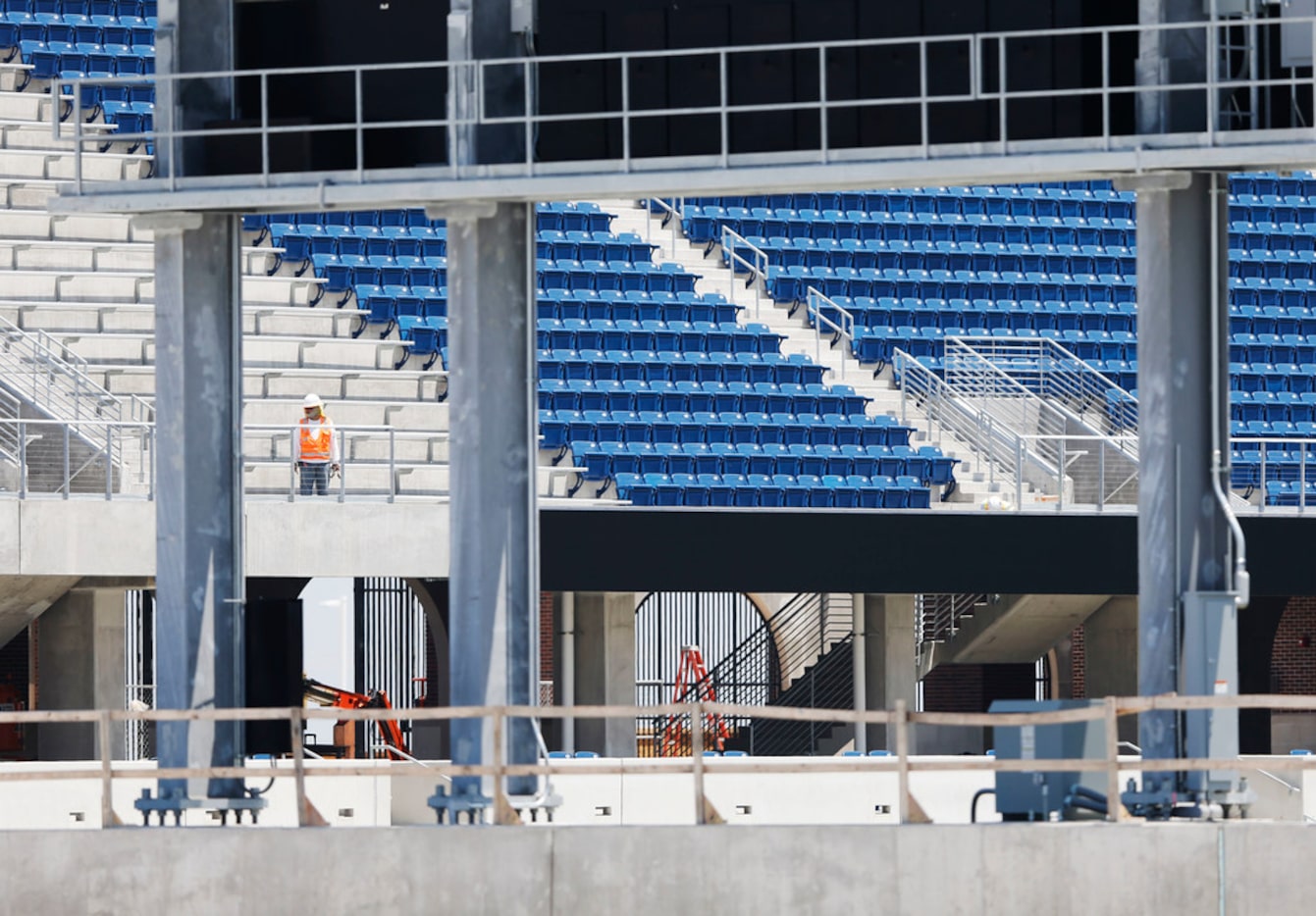 Construction continued Friday at McKinney ISD Stadium. (Vernon Bryant/Staff Photographer)