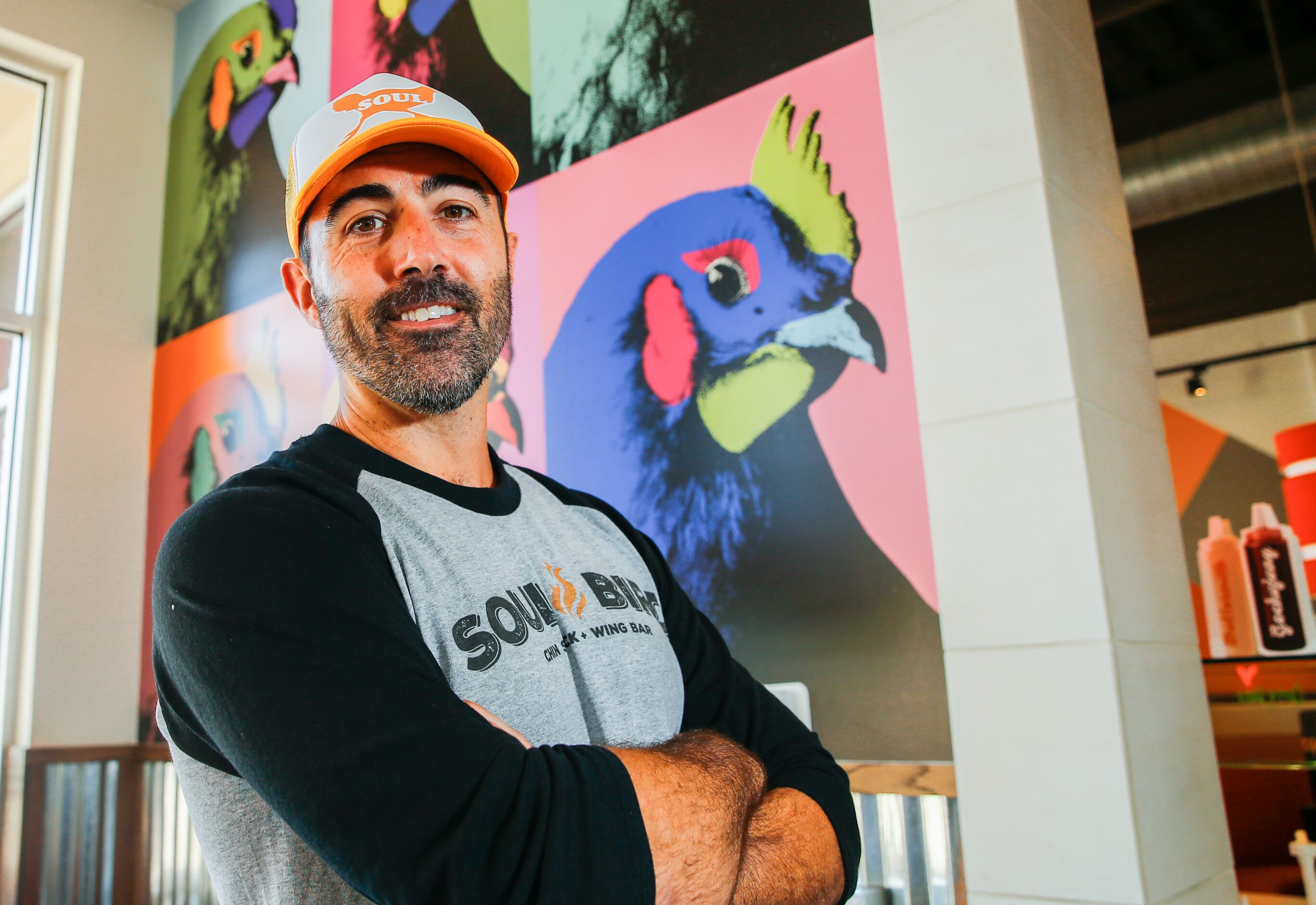 Business team member Matt Nystrom stands in the dining room of Soul Bird in Plano on Monday,...