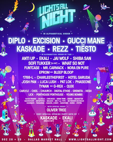 Here's the full lineup for Lights All Night in Dallas in 2018.