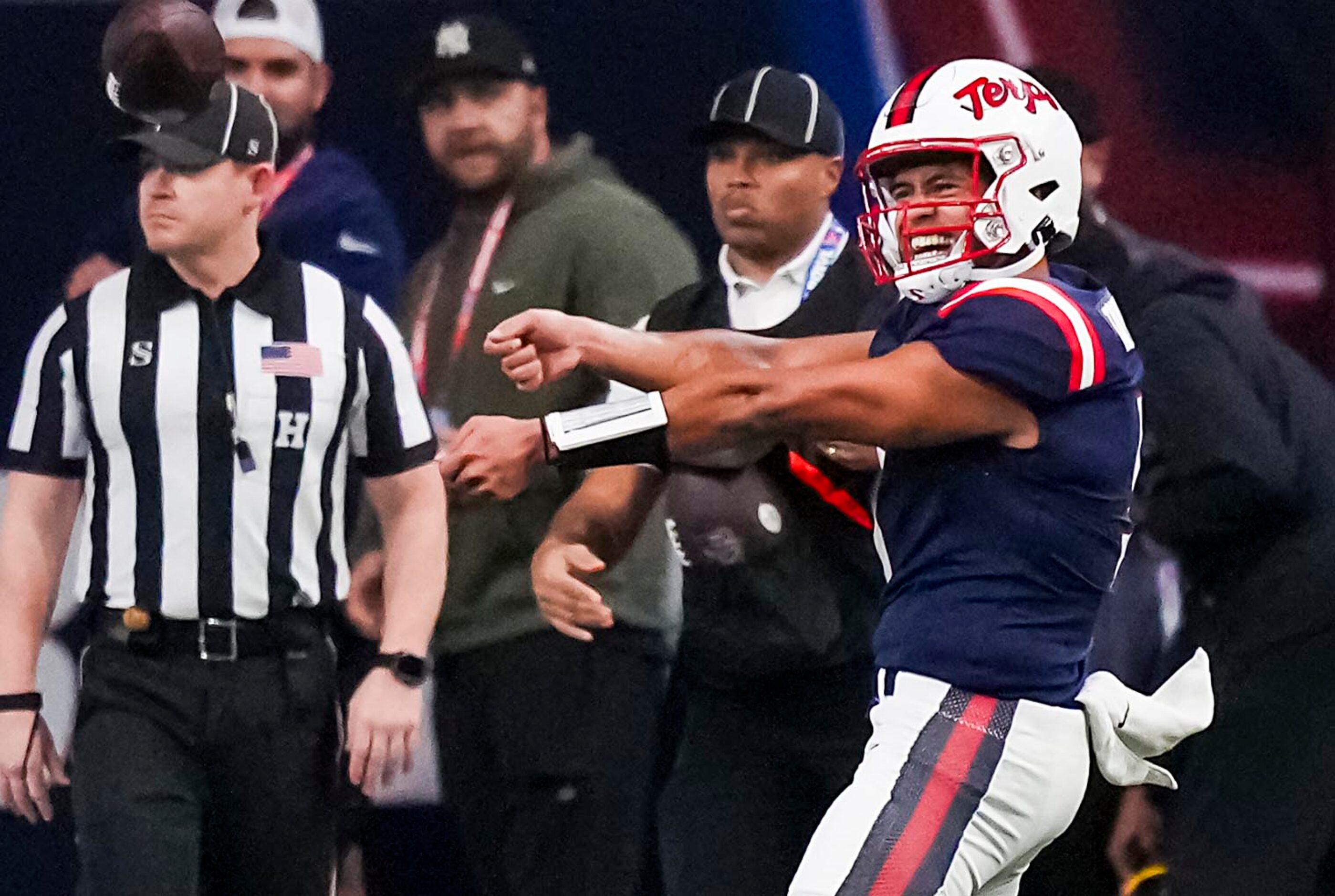 West quarterback Taulia Tagovailoa of Maryland  (5)  celebrates after scoring on touchdown...