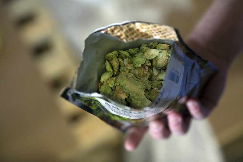A bag of American dynamic hops at Three Nations Brewing
