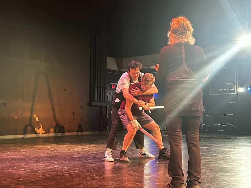 Movement director Sara Romersberger watches Edmund (Mac Welch) and Edgar (Brandon J. Walker)...