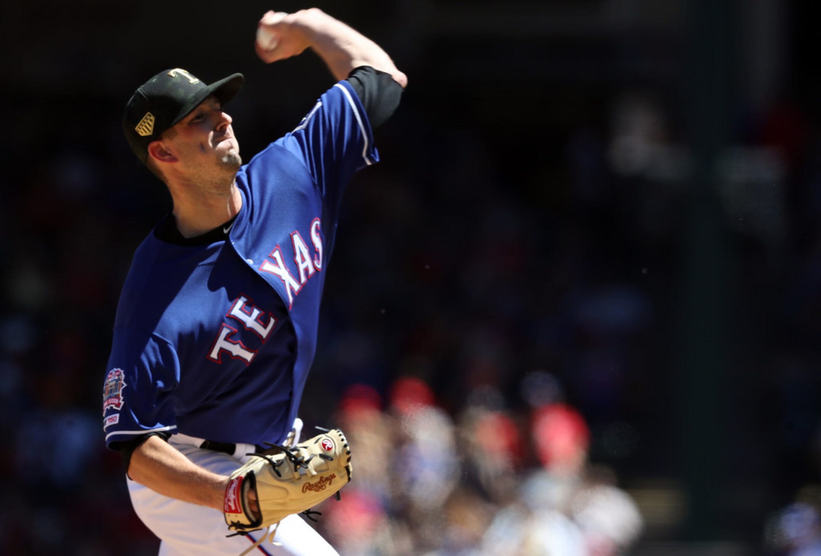 ARLINGTON, TEXAS - MAY 19: Drew Smyly #33 of the Texas Rangers throws against the St. Louis...