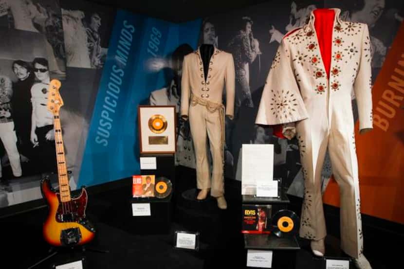The “60 Years of Elvis” exhibit, in an annex at Graceland, features jumpsuits worn by...