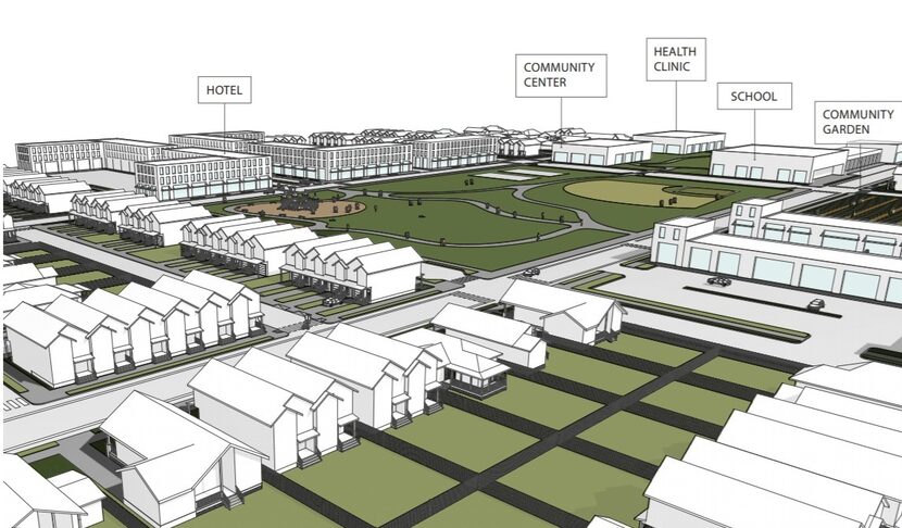 This map shows each of the planned components of the mixed-use development.