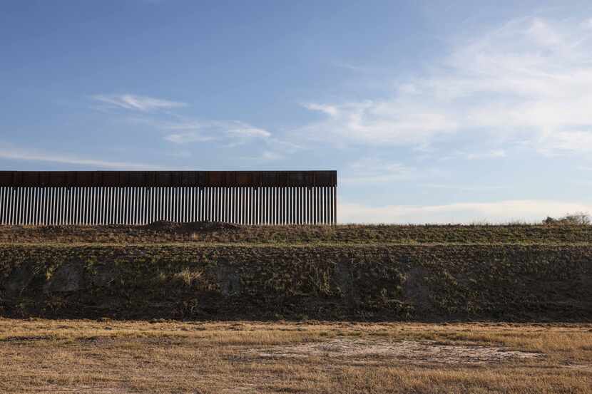 A new section of the wall on the border with Mexico in Pharr, Texas, on Wednesday, Jan. 13,...