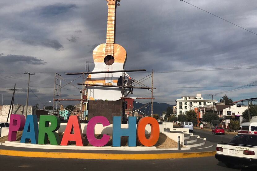 City workers recently painted the guitar at the entrance of Paracho white, in honor of Coco,...