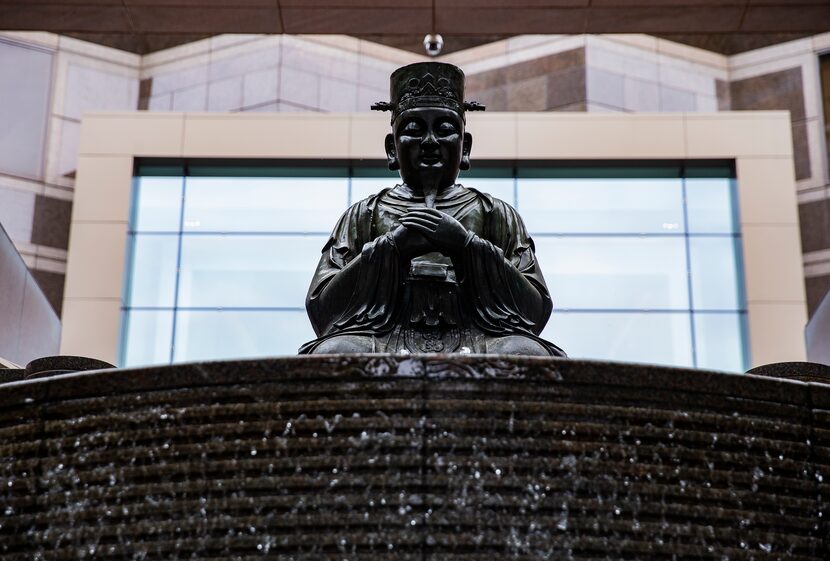 2. He sits in meditation, waiting to welcome visitors when his dwelling reopens.