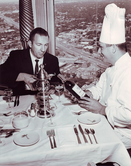 In this April 1961 DMN file photo, Albert Moulin sits with executive chef Willy Roussell at...