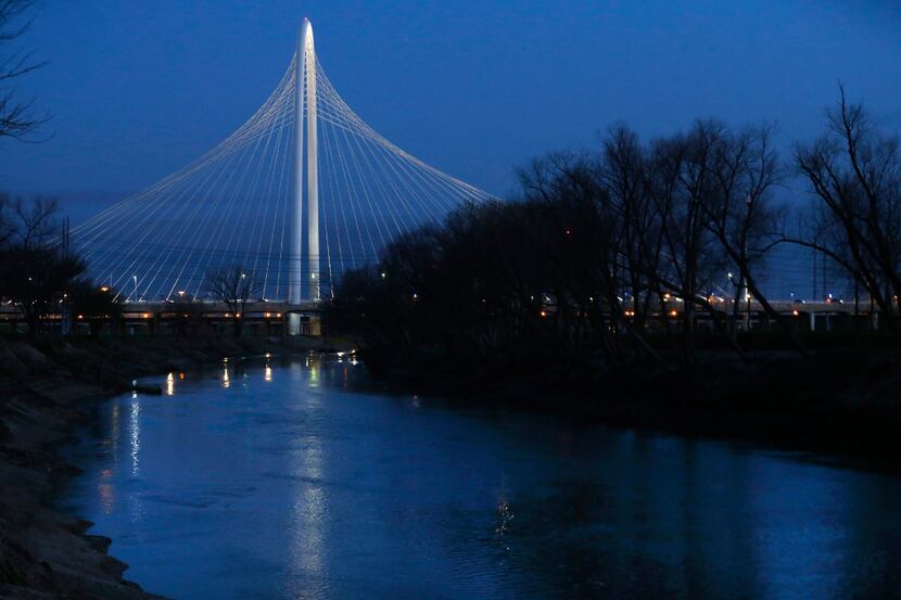 The Margaret Hunt Hill Bridge spans the Trinity River between downtown and West Dallas,...