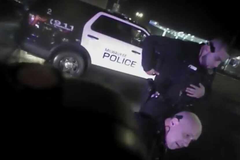 This Jan. 26, 2018, police body camera footage released by Milwaukee Police Department shows...