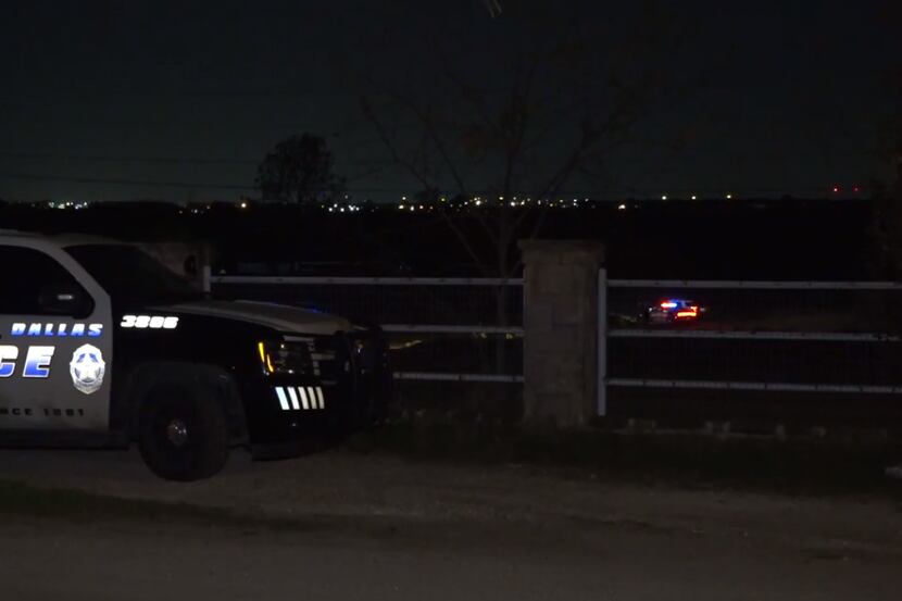 A Dallas police vehicle at the scene of a shooting in the 300 block of S. Merrifield Road in...
