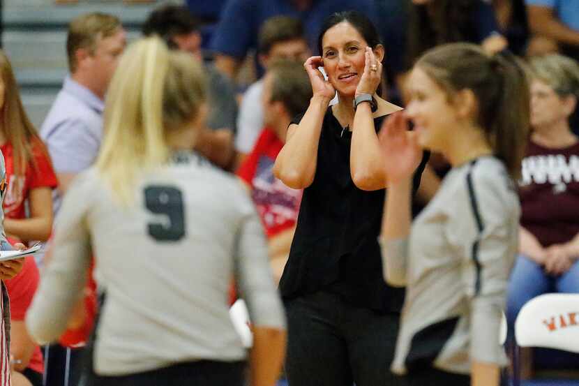 Frisco Liberty head coach U'iLani Womble makes a point to her team in a recent match. With a...