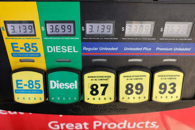 Various fuel prices are displayed at a RaceTrac on Thursday, Feb. 10, 2022 in Frisco, Texas.