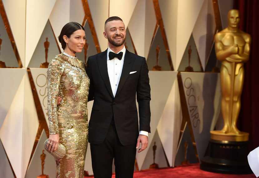 Jessica Biel and Justin Timberlake arrive at the Oscars in 2017.