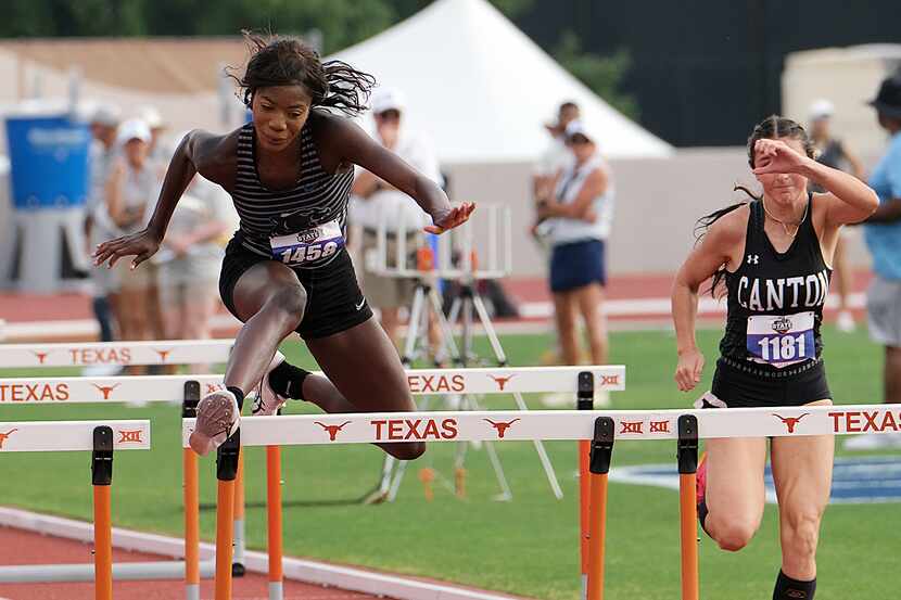 Falyn Lott of Frisco Panther Creek competes in the 4A 100 M hurdles at the UIL State track...