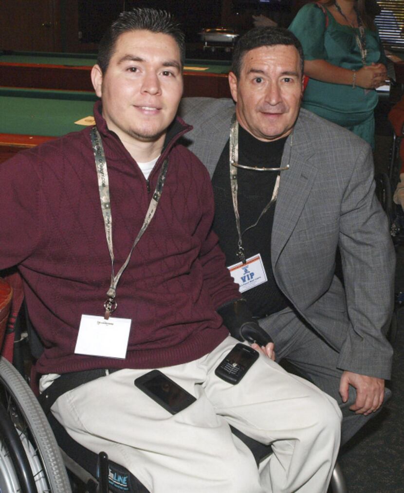  Eddie Canales (right) founded Gridiron Heroes to support former high school athletes who...