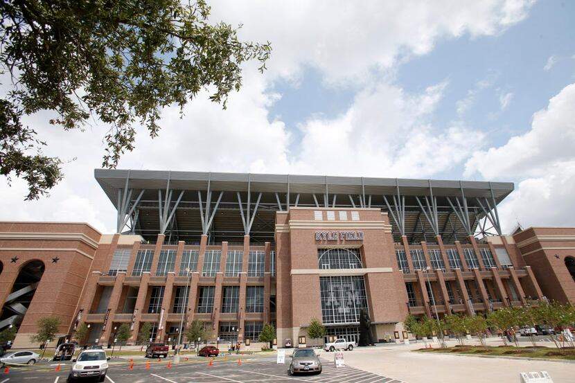 Exterior of the newly renovated west side of Kyle Field at Texas A&M University in College...