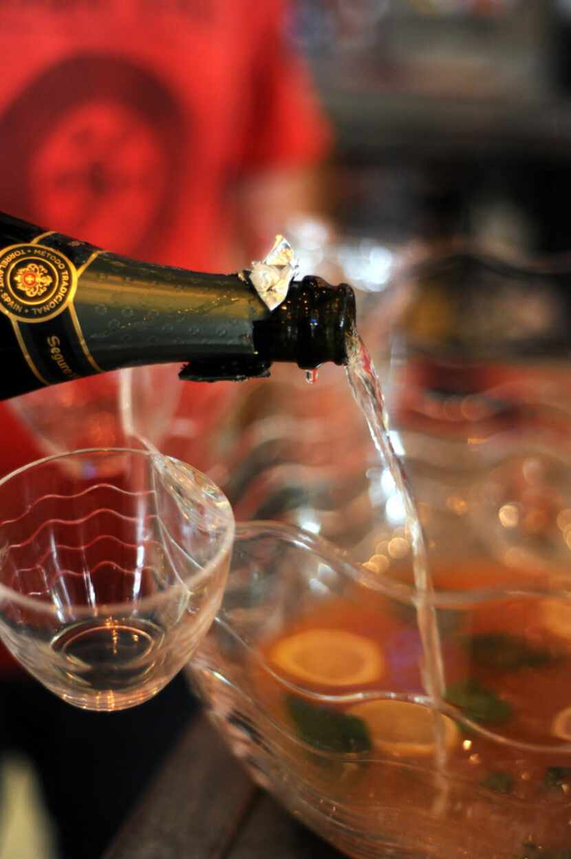 Sparkling wine gives the punch some carbonation.