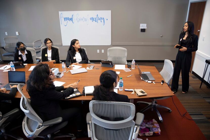 Shraavya Pydisetti, a senior at Coppell High School who founded Project Querencia, speaks...