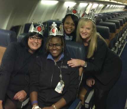Darlene Sain, far right, is a Southwest Airlines flight attendant who has been flying...