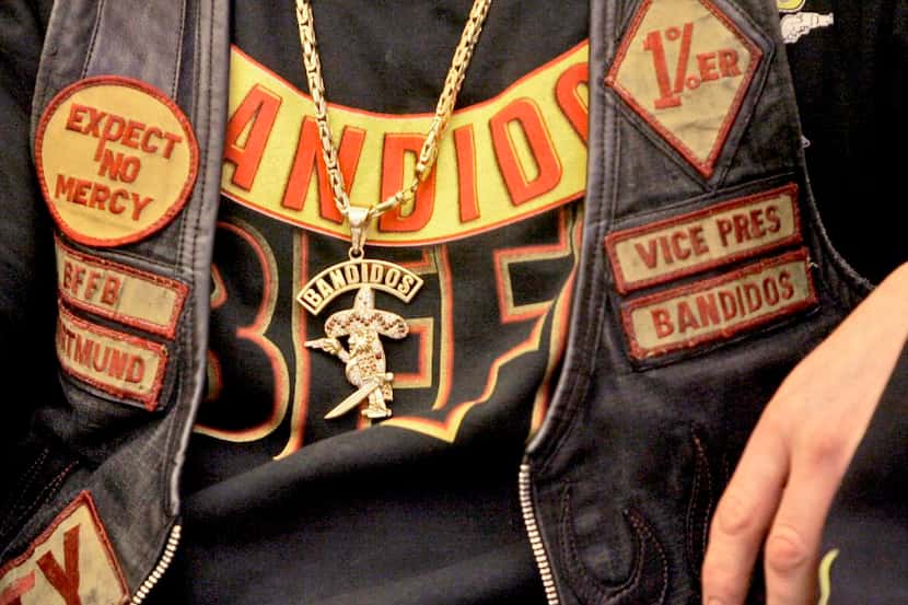 Among the patches worn by a Bandidos gang member is one identifying him as a “1 percenter” —...