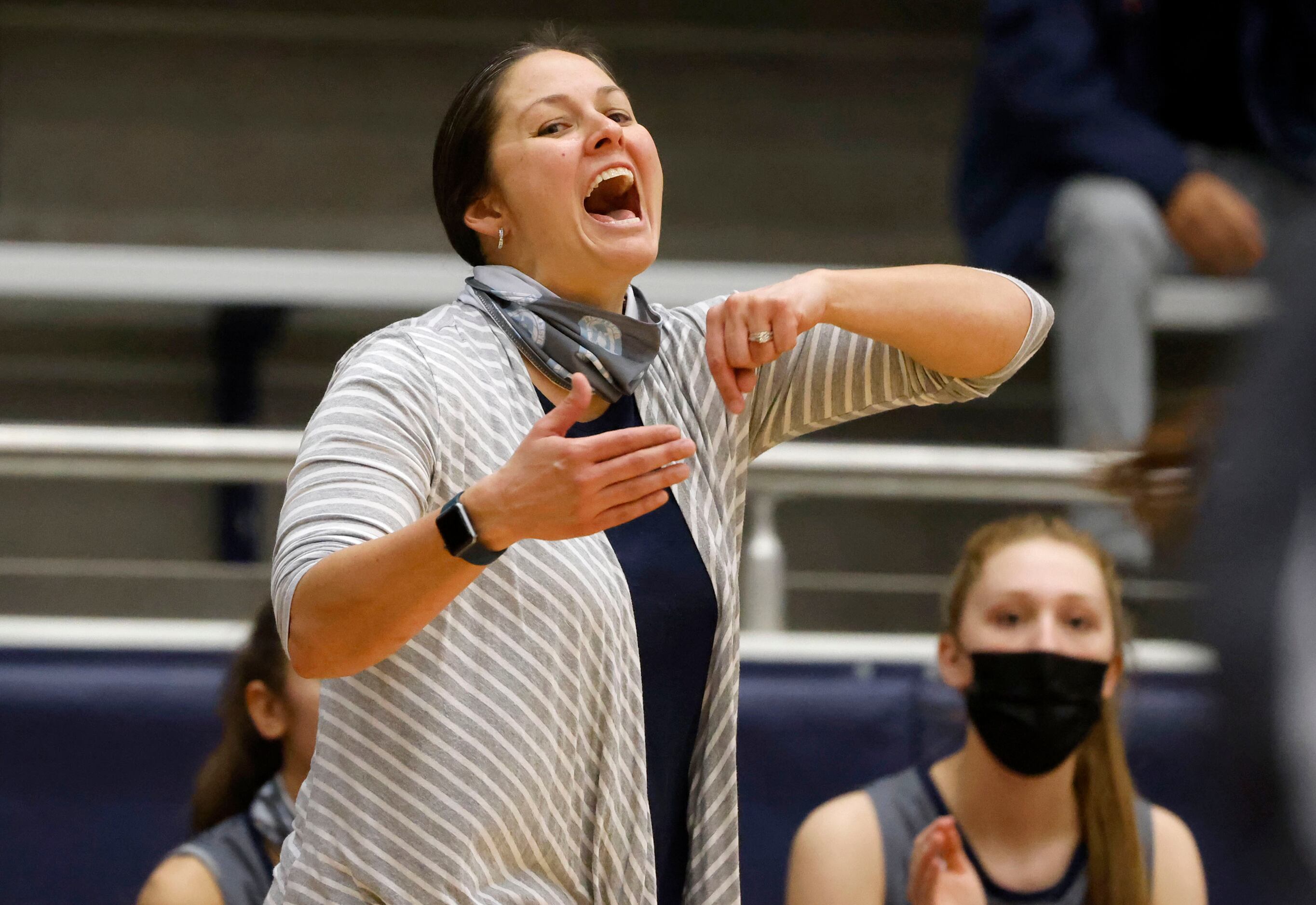 Wylie East coach Meghan Hodapp reacts as they played Red Oak during the Class 5A Region II...