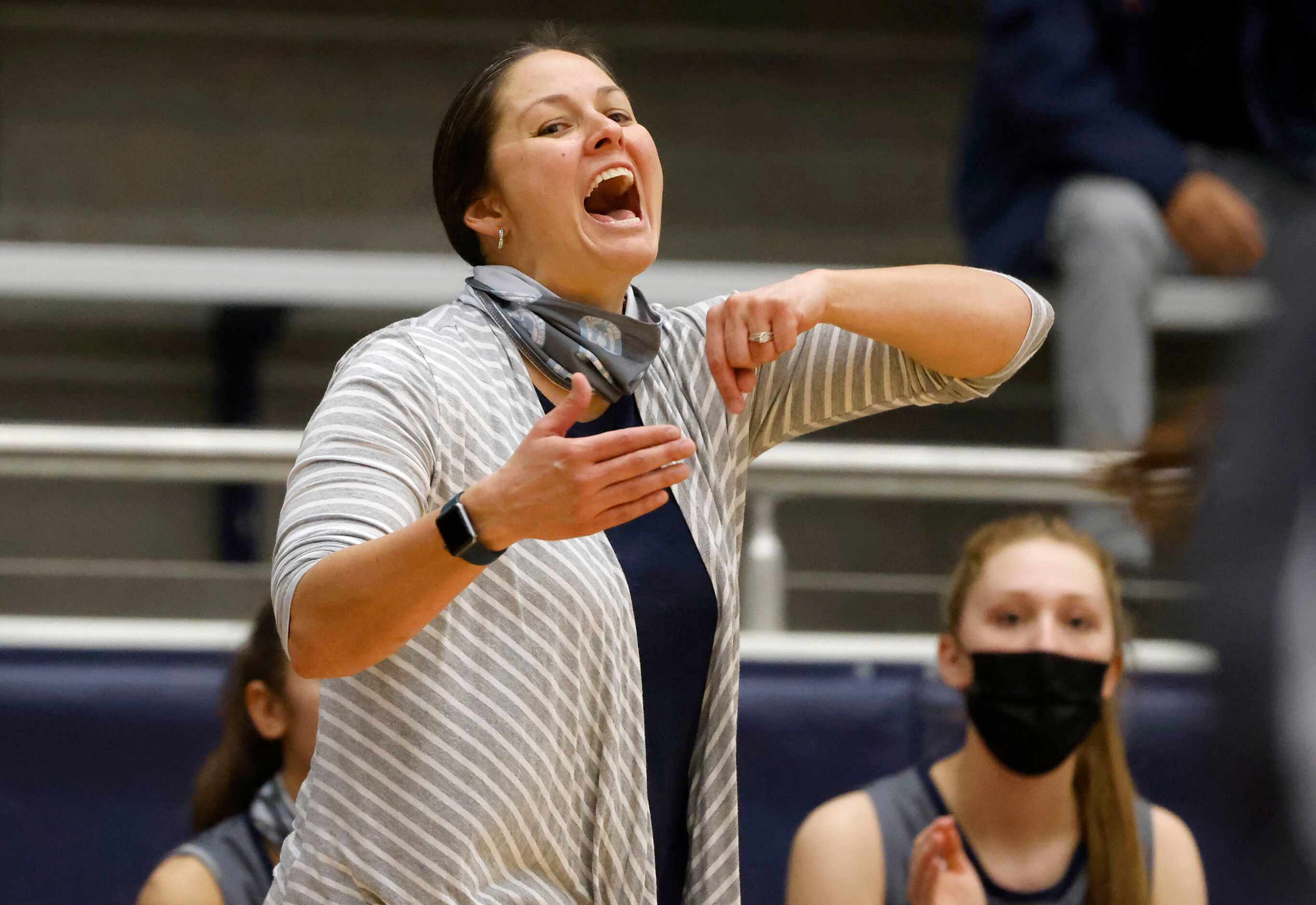 Wylie East coach Meghan Hodapp reacts as they played Red Oak during the Class 5A Region II...