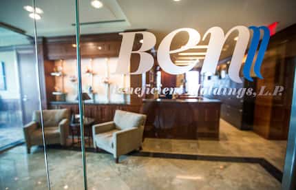 The company logo at Beneficient, a financial services company in Dallas that turns assets...