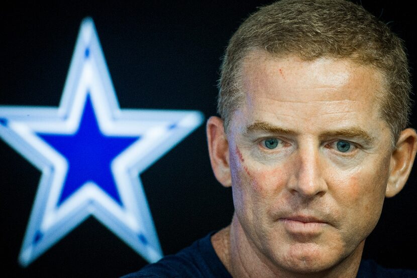 Jason Garrett addresses the media before the team's practice at The Star on Nov. 2, 2016, in...