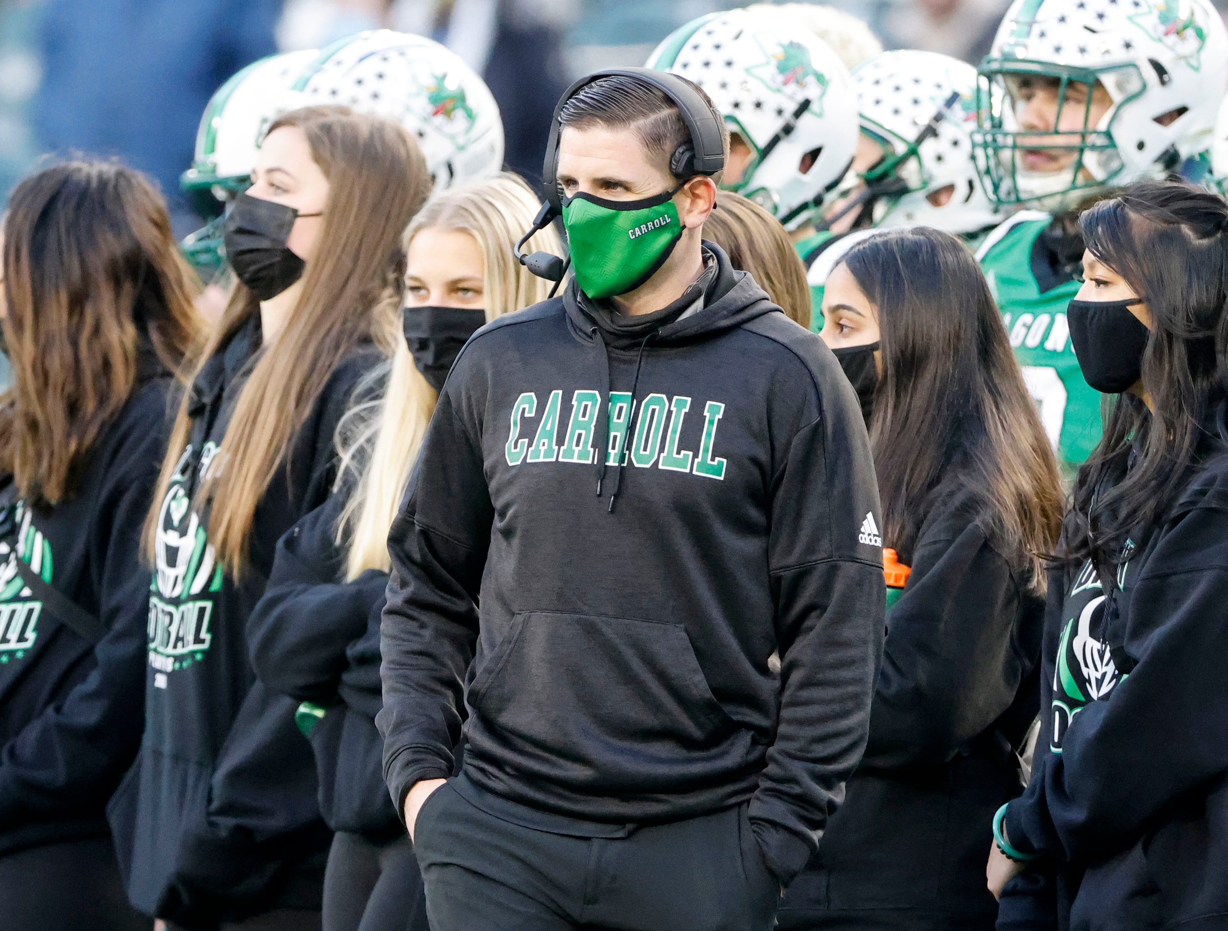 Southlake Carroll defensive coordinator Lee Munn acted as head coach during the Class 6A...