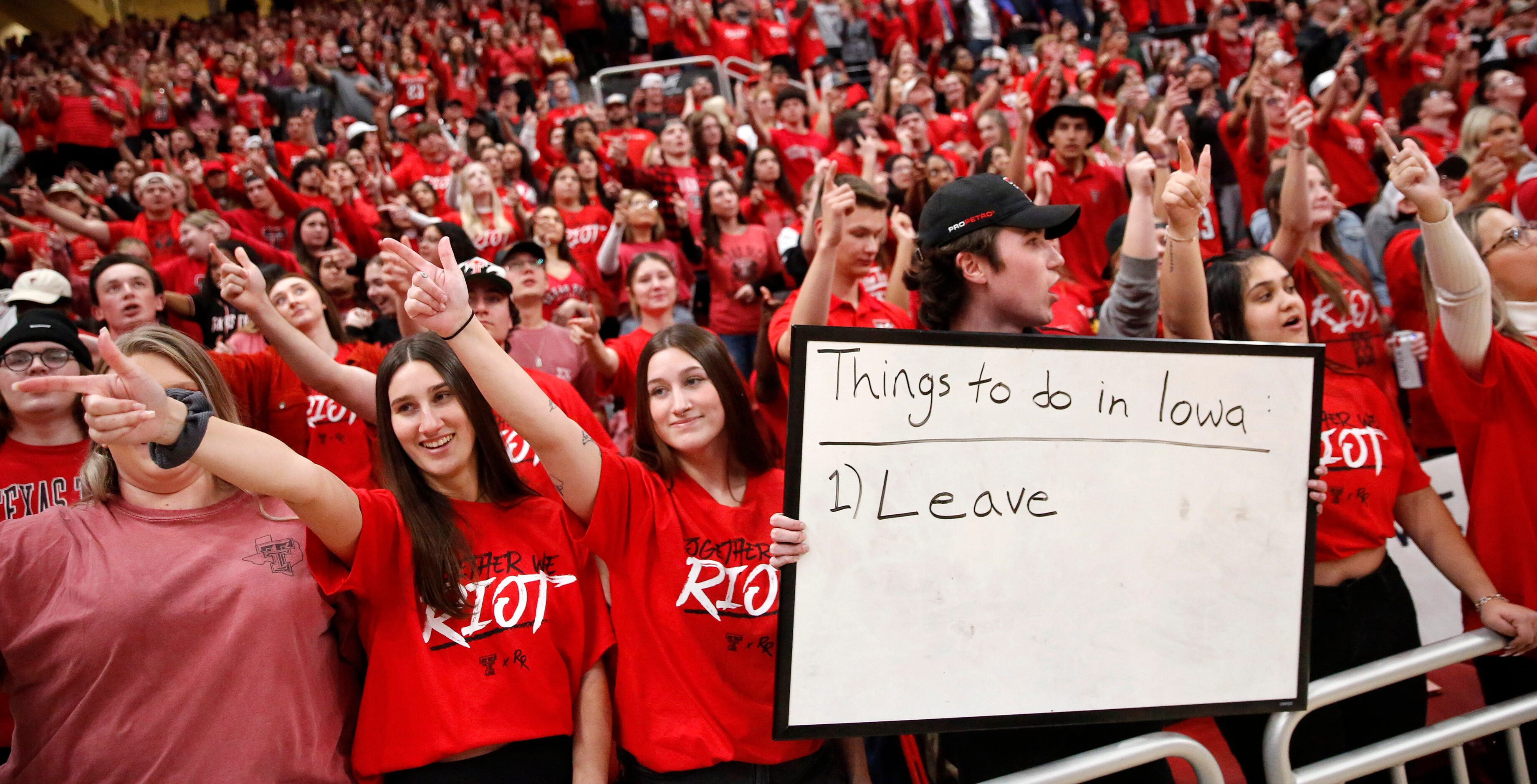 The Texas Tech Red Raiders student body pokes fun at the Iowa State Cyclones as they get...