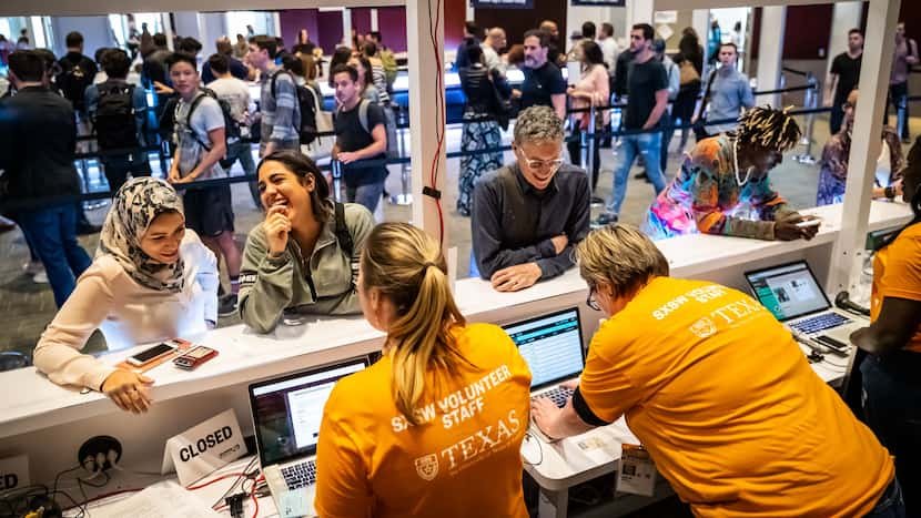 Attendees register at the 2019 SXSW South x Southwest event in Austin, Texas