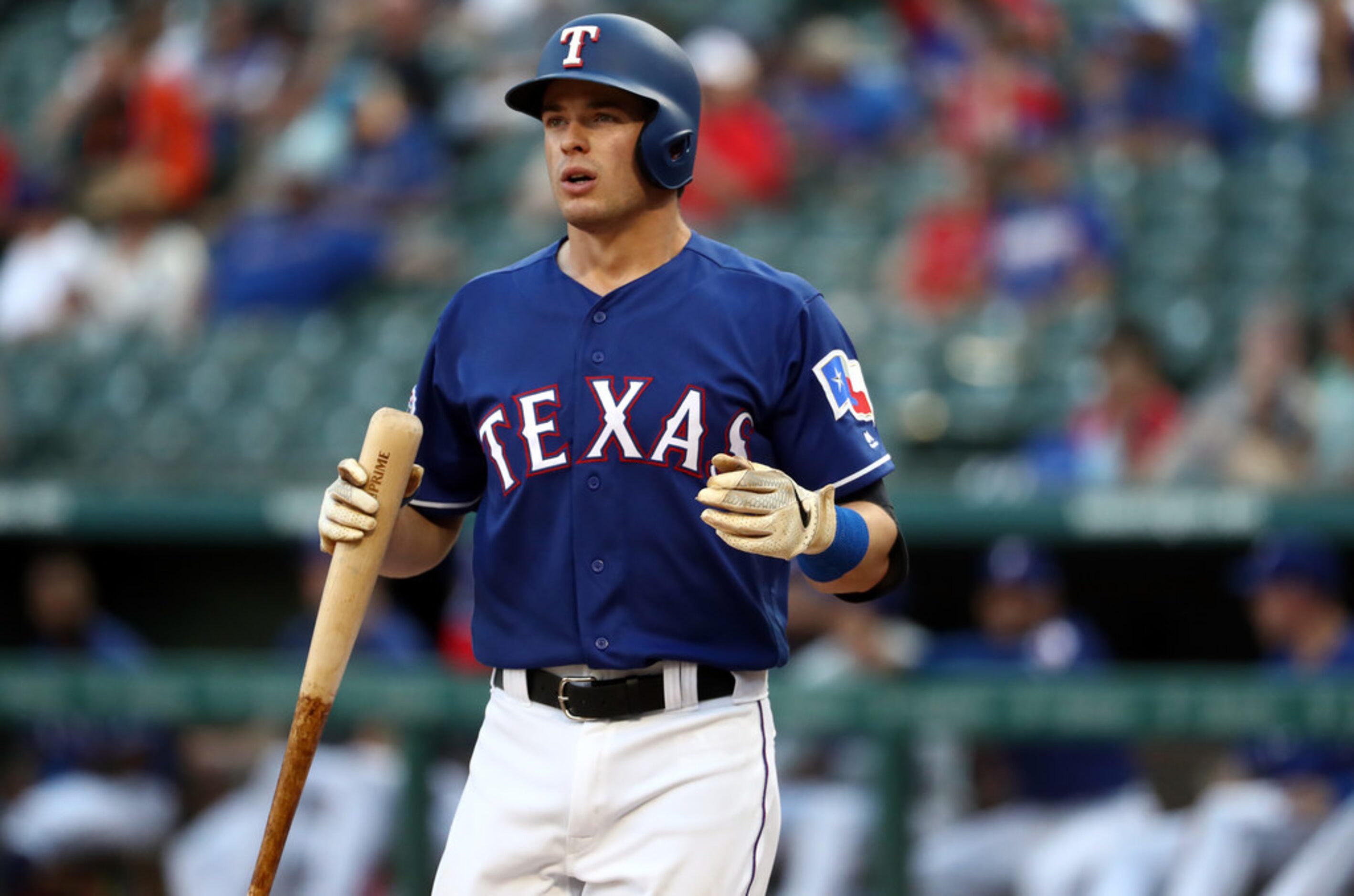 ARLINGTON, TEXAS - AUGUST 21:   Nick Solak #15 of the Texas Rangers during play against the...