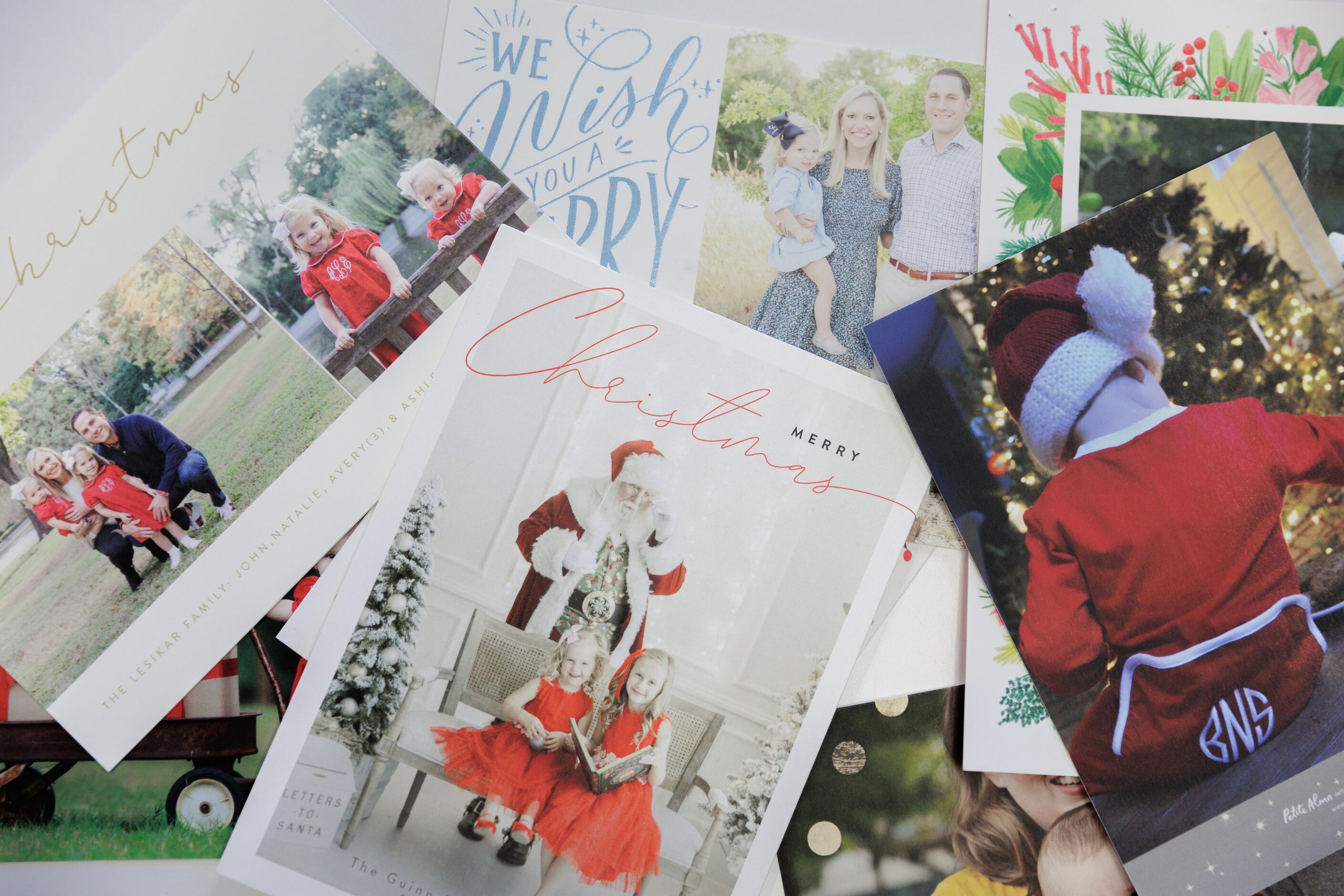 Holiday cards from customers wearing products made at Classic Whimsy in Dallas, TX on...