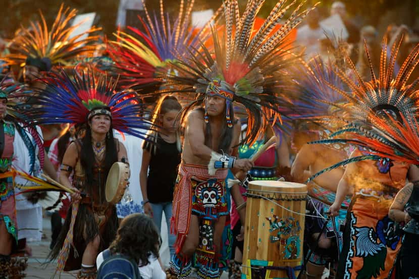 Native Americans head to a rally at the State Capitol in Denver, Colo., Thursday, Sept. 8,...