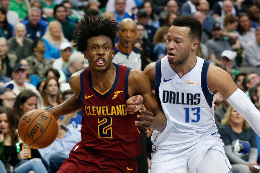 Cleveland Cavaliers guard Collin Sexton (2) tries to get past Dallas Mavericks guard Jalen...