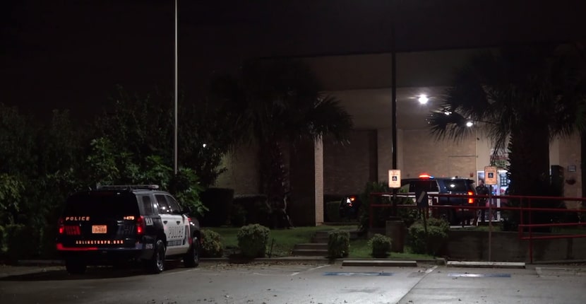 Arlington police vehicles outside the Dar El-Eman Islamic Center Nov. 3, 2018, after a 911...