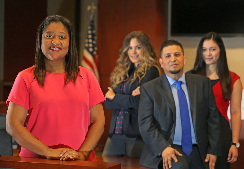 From left: UNT law professor Angela Downes, with students Jeniffer M. Hinojosa, Joe Flores...